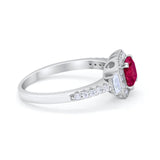 Art Deco Princess Cut Baguette Bridal Wedding Ring Round Cubic Zirconia 925 Sterling Silver