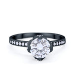 Art Deco Floral Wedding Bridal Ring Round Cubic Zirconia 925 Sterling Silver