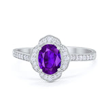 Art Deco Oval Wedding Engagement Ring Round Cubic Zirconia 925 Sterling Silver