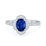 Art Deco Oval Wedding Engagement Ring Round Cubic Zirconia 925 Sterling Silver