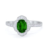 Art Deco Oval Wedding Engagement Ring Round Cubic Zirconia 925 Sterling Silver