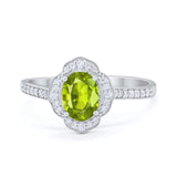 Art Deco Oval Wedding Engagement Ring Round Cubic Zirconia 925 Sterling Silver