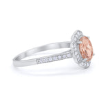 Art Deco Oval Wedding Engagement Ring Round Cubic Zirconia 925 Sterling Silver