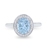 Oval Art Deco Halo Wedding Bridal Ring Round Cubic Zirconia 925 Sterling Silver