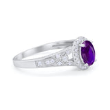 Vintage Style Oval Art Deco Engagement Ring Round Cubic Zirconia 925 Sterling Silver