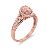 Vintage Style Oval Art Deco Engagement Ring Round Cubic Zirconia 925 Sterling Silver