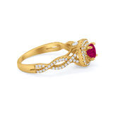 Infinity Twisted Shank Wedding Engagement Ring Round Cubic Zirconia 925 Sterling Silver