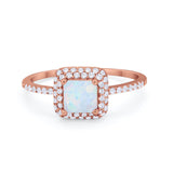 Halo Princess Cut Wedding Engagement Ring Round Cubic Zirconia 925 Sterling Silver