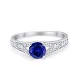 Vintage Style Art Deco Round Wedding Ring Cubic Zirconia 925 Sterling Silver