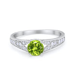 Vintage Style Art Deco Round Wedding Ring Cubic Zirconia 925 Sterling Silver