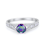 Vintage Style Art Deco Round Wedding Ring Cubic Zirconia 925 Sterling Silver