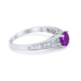 Vintage Style Art Deco Round Wedding Ring Cubic Zirconia 925 Sterling Silver