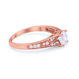 Vintage Style Art Deco Round Wedding Ring Cubic Zirconia 925 Sterling Silver