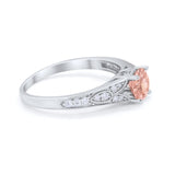 Vintage Style Art Deco Round Wedding Ring Cubic Zirconia 925 Sterling Silver