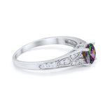Vintage Style Art Deco Round Wedding Ring Cubic Zirconia 925 Sterling Silver
