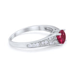 Vintage Style Art Deco Round Wedding Ring Cubic Zirconia 925 Sterling Silver