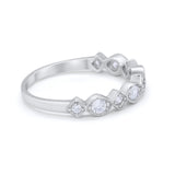 Half Eternity Art Deco Engagement Band Ring Round 925 Sterling Silver