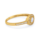 Sideways Oval Art Deco Wedding Ring Round Cubic Zirconia 925 Sterling Silver