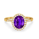 Halo Art Deco Oval Wedding Engagement Bridal Ring Round Cubic Zirconia 925 Sterling Silver