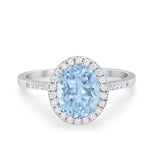 Halo Art Deco Oval Wedding Engagement Bridal Ring Round Cubic Zirconia 925 Sterling Silver
