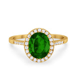 Halo Art Deco Oval Wedding Engagement Bridal Ring Round Cubic Zirconia 925 Sterling Silver