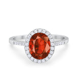 Halo Art Deco Oval Wedding Engagement Bridal Ring Round Cubic Zirconia 925 Sterling Silver