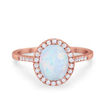 Halo Art Deco Oval Wedding Engagement Bridal Ring Round Cubic Zirconia 925 Sterling Silver