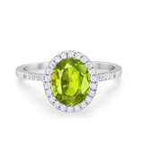 Halo Art Deco Oval Wedding Engagement Bridal Ring Round Cubic Zirconia 925 Sterling Silver
