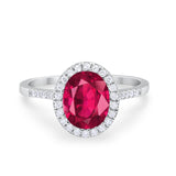 Halo Art Deco Oval Wedding Engagement Bridal Ring Round Cubic Zirconia 925 Sterling Silver