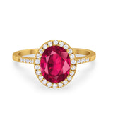 Halo Art Deco Oval Wedding Engagement Bridal Ring Round Cubic Zirconia 925 Sterling Silver
