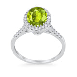 Halo Art Deco Oval Wedding Engagement Bridal Ring Round Cubic Zirconia 925 Sterling Silver