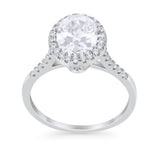 Halo Art Deco Oval Wedding Engagement Bridal Ring Round Cubic Zirconia 925 Sterling Silver