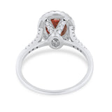 Halo Art Deco Oval Wedding Engagement Bridal Ring Round Cubic Zirconia 925 Sterling Silver