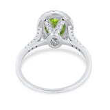 Halo Art Deco Oval Wedding Engagement Bridal Ring Round Cubic Zirconia 925 Sterling Silver
