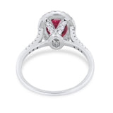 Halo Art Deco Oval Wedding Engagement Bridal Ring Round Cubic Zirconia 925 Sterling Silver