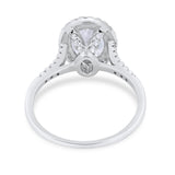 Halo Art Deco Oval Wedding Engagement Bridal Ring Round Cubic Zirconia 925 Sterling Silver