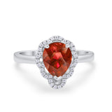 Art Deco Teardrop Pear Shape Wedding Bridal Ring Round Cubic Zirconia 925 Sterling Silver