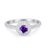 Vintage Style Halo Wedding Engagement Bridal Ring Round Cubic Zirconia 925 Sterling Silver