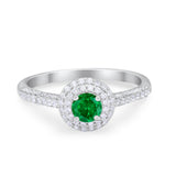 Vintage Style Halo Wedding Engagement Bridal Ring Round Cubic Zirconia 925 Sterling Silver