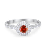 Vintage Style Halo Wedding Engagement Bridal Ring Round Cubic Zirconia 925 Sterling Silver