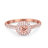 Vintage Style Halo Wedding Engagement Bridal Ring Round Cubic Zirconia 925 Sterling Silver