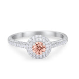 Vintage Style Halo Wedding Engagement Bridal Ring Round Cubic Zirconia 925 Sterling Silver