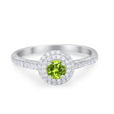Vintage Style Halo Wedding Engagement Bridal Ring Round Cubic Zirconia 925 Sterling Silver