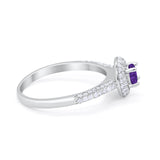 Vintage Style Halo Wedding Engagement Bridal Ring Round Cubic Zirconia 925 Sterling Silver