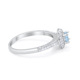 Vintage Style Halo Wedding Engagement Bridal Ring Round Cubic Zirconia 925 Sterling Silver