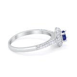 Vintage Style Halo Wedding Engagement Bridal Ring Round Cubic Zirconia 925 Sterling Silver