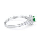 Vintage Style Halo Wedding Engagement Bridal Ring Round Cubic Zirconia 925 Sterling Silver