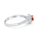 Vintage Style Halo Wedding Engagement Bridal Ring Round Cubic Zirconia 925 Sterling Silver