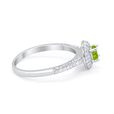 Vintage Style Halo Wedding Engagement Bridal Ring Round Cubic Zirconia 925 Sterling Silver
