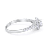 Vintage Style Halo Wedding Engagement Bridal Ring Round Cubic Zirconia 925 Sterling Silver